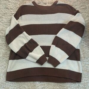 Brown and white striped hollister sweater